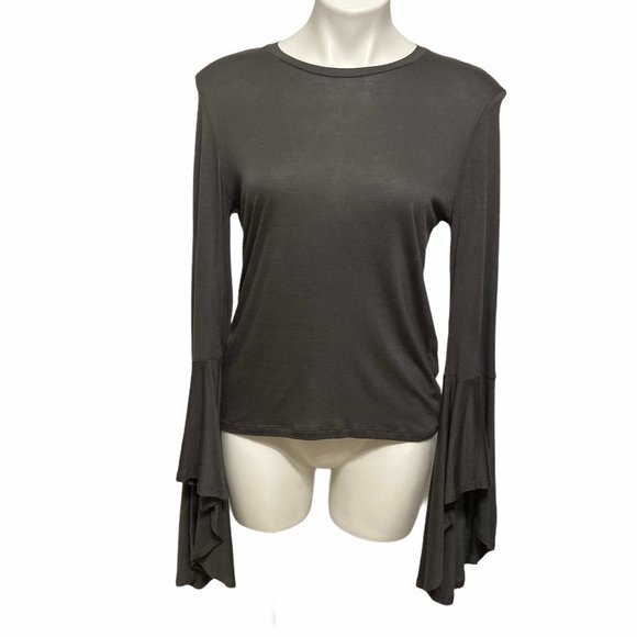 Zara Trafaluc Medium Long Tulip Bell Sleeve Crewneck Top - Picture 2 of 8